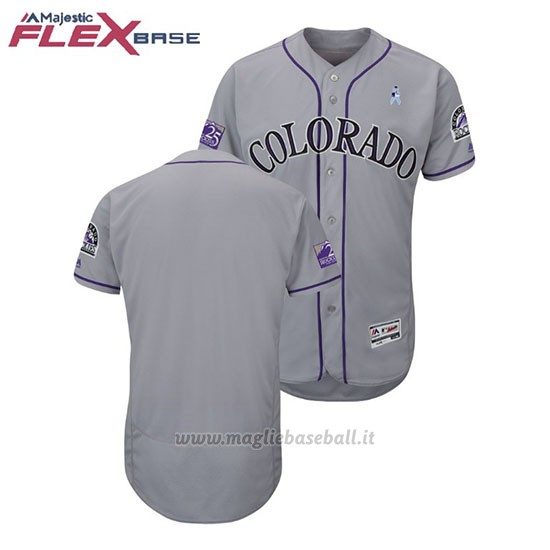 Maglia Baseball Uomo Colorado Rockies Grigio 2018 Dia del Padre Flex Base